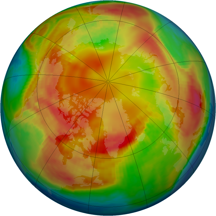 Arctic ozone map for 19 February 1985